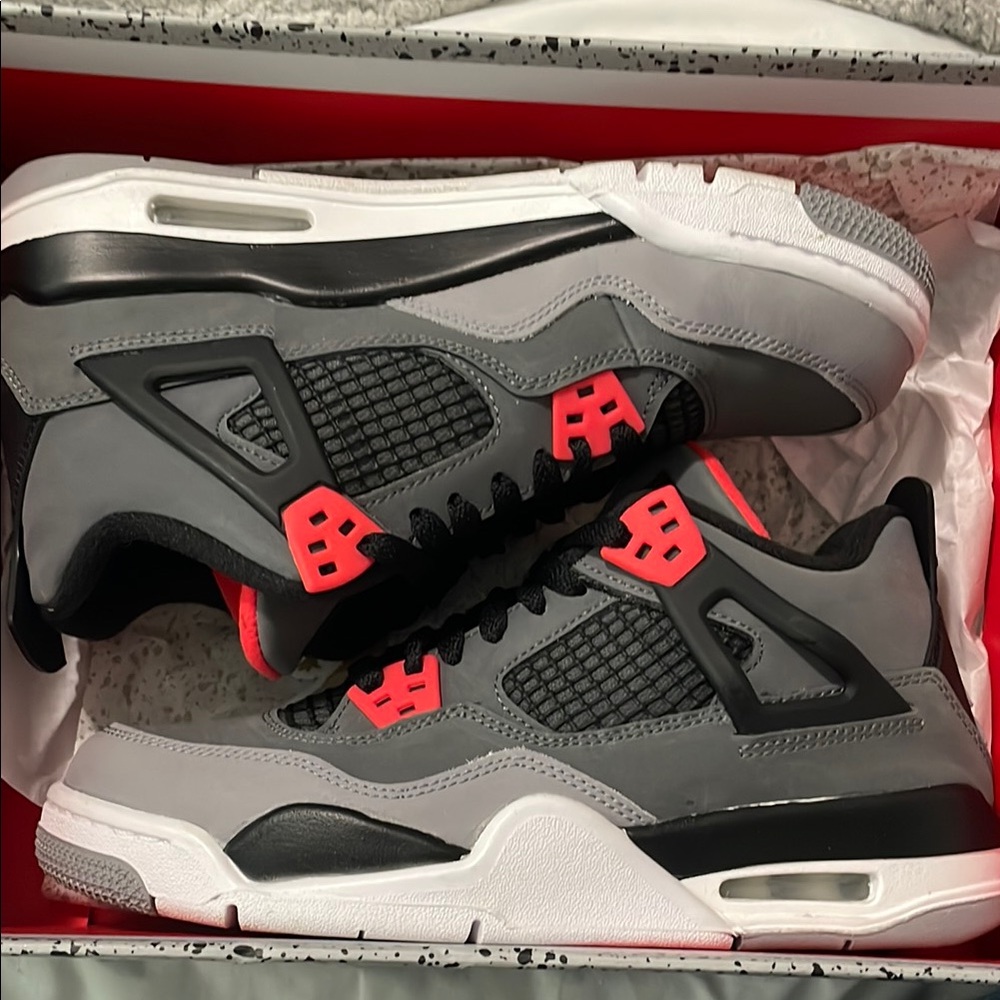 Men's Gray and Red Sneakers